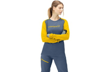 Image of Norrona Fjora Equaliser Lightweight Long Sleeve - Womens, Sulphur/Vintage Indigo, Large, 2228-18 5012 L