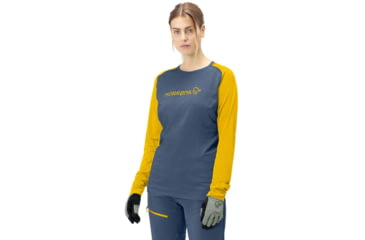 Image of Norrona Fjora Equaliser Lightweight Long Sleeve - Womens, Sulphur/Vintage Indigo, Large, 2228-18 5012 L