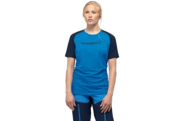 Image of Norrona Fjora Equaliser Lightweight T-Shirt - Womens, Indigo Night/Campanula, Large, 7042698437419