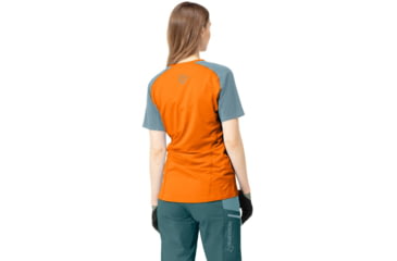 Image of Norrona Fjora Equaliser Lightweight T-Shirt - Womens, Orange Popsicle/Tourmaline, Small, 7042698465009