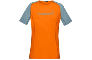 Image of Norrona Fjora Equaliser Lightweight T-Shirt - Womens, Orange Popsicle/Tourmaline, Small, 7042698465009