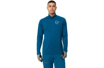 Image of Norrona Fjora Equaliser Zip Top Long Sleeve - Mens, Mykonos Blue/Castor Grey, Large, 2214-21 6010 L