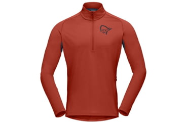 Image of Norrona Fjora Equaliser Zip Top Long Sleeve - Mens, Rooibos Tea/Indigo Night, Extra Large, 2214-21 5511 XL