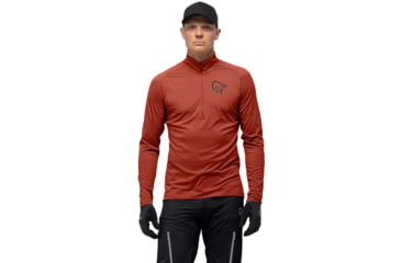 Image of Norrona Fjora Equaliser Zip Top Long Sleeve - Mens, Rooibos Tea/Indigo Night, Extra Large, 2214-21 5511 XL