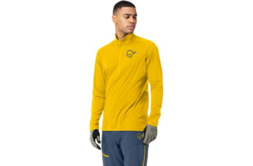 Image of Norrona Fjora Equaliser Zip Top Long Sleeve - Mens, Sulphur/Vintage Indigo, Extra Large, 2214-21 5012 XL