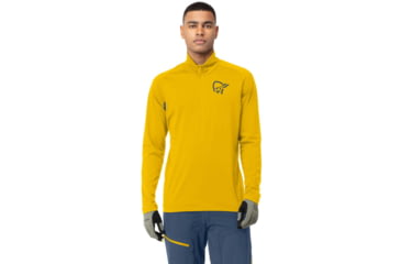 Image of Norrona Fjora Equaliser Zip Top Long Sleeve - Mens, Sulphur/Vintage Indigo, Extra Large, 2214-21 5012 XL