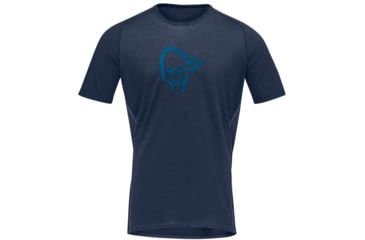 Image of Norrona Fjora Wool T-Shirt - Mens, Indigo Night/Mykonos Blue, Extra Large, 2224-21 2379 XL