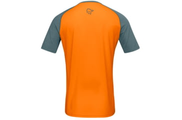 Image of Norrona Fjora Wool T-Shirt - Mens, North Atlantic/Orange Popsicle, Small, 7042698461520