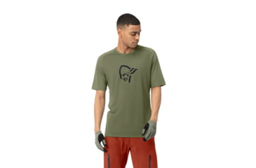 Image of Norrona Fjora Wool T-Shirt - Mens, Olive Night, Medium, 2224-21-3301-M