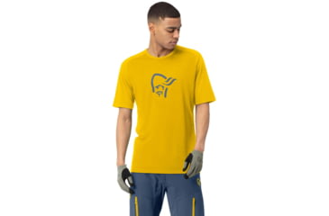 Image of Norrona Fjora Wool T-Shirt - Mens, Sulphur/Vintage Indigo, Small, 2224-21 5012 S