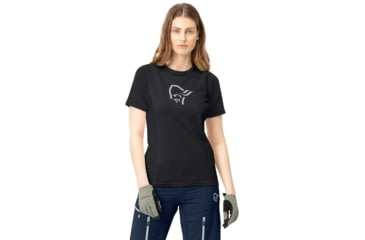 Image of Norrona Fjora Wool T-Shirt - Womens, Caviar Black, Small, 2225-21 7718 S