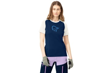 Image of Norrona Fjora Wool T-Shirt - Womens, Indigo Night, Large, 2225-21 2295 L