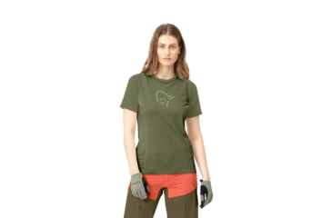 Image of Norrona Fjora Wool T-Shirt - Womens, Olive Night, Medium, 2225-21-3301-M
