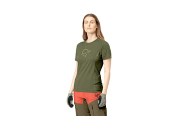 Image of Norrona Fjora Wool T-Shirt - Womens, Olive Night, Medium, 2225-21-3301-M