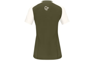 Image of Norrona Fjora Wool T-Shirt - Womens, Olive Night/Snowdrop, Small, 7042698461568