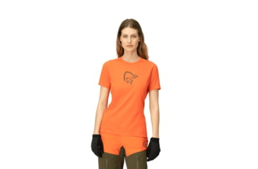 Image of Norrona Fjora Wool T-Shirt - Womens, Orange Alert, Extra Small, 2225-21-5620-XS