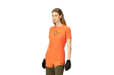Image of Norrona Fjora Wool T-Shirt - Womens, Orange Alert, Extra Small, 2225-21-5620-XS