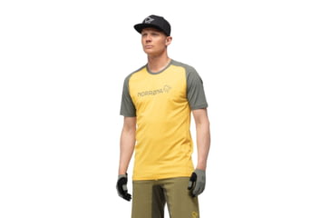 Image of Norrona Fjr Equaliser Lightweight T-Shirt - Mens, Olive Night/Lemon Chrome, Small, 7042698437198