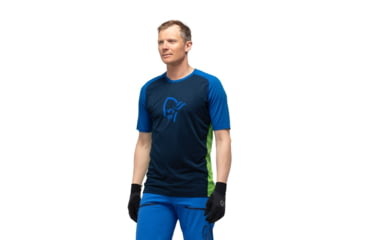 Image of Norrona Fjr Wool T-Shirt - Mens, Indigo Night/Foliage, Medium, 7042698425553