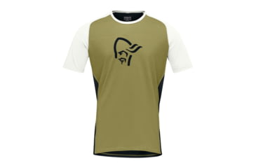 Image of Norrona Fjr Wool T-Shirt - Mens, Olive Drab/Caviar, Large, 7042698425584