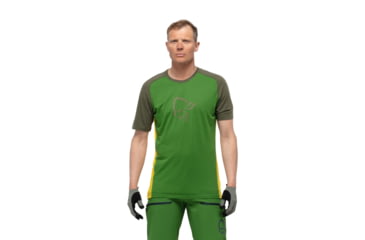 Image of Norrona Fjr Wool T-Shirt - Mens, Treetop/Lemon Chrome, Small, 7042698425645