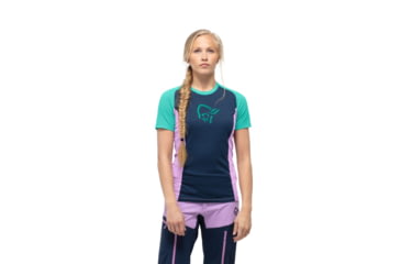 Image of Norrona Fjr Wool T-Shirt - Womens, Indigo Night/Violet Tulle, Large, 7042698425744