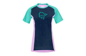 Image of Norrona Fjr Wool T-Shirt - Womens, Indigo Night/Violet Tulle, Large, 7042698425744