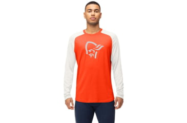 Image of Norrona PureUll Norrona Long Sleeve - Mens, Arednalin Red/Snowdrop, Medium, 5262-21 5643 M