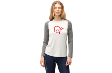 Image of Norrona PureUll Norrona Long Sleeve - Womens, Snowdrop/Castor Grey, Medium, 5266-21 9942 M