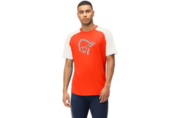Image of Norrona PureUll Norrona T-Shirt - Mens, Arednalin Red/Snowdrop, Small, 5261-21 5643 S