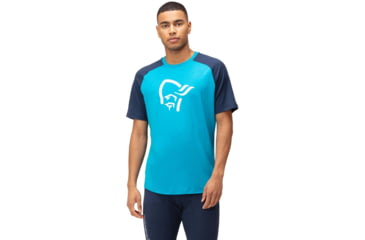 Image of Norrona PureUll Norrona T-Shirt - Mens, Hawaiian Surf/Indigo Night, Small, 5261-21 6609 S