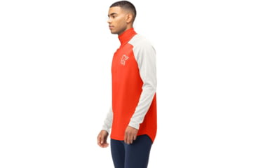 Image of Norrona PureUll Norrona Zip Neck Shirt - Mens, Arednalin Red/Snowdrop, Medium, 5270-21 5643 M