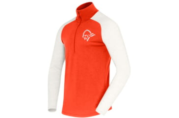 Image of Norrona PureUll Norrona Zip Neck Shirt - Mens, Arednalin Red/Snowdrop, Medium, 5270-21 5643 M