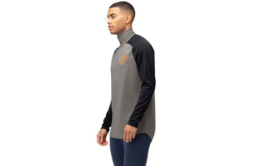 Image of Norrona PureUll Norrona Zip Neck Shirt - Mens, Castor Grey/Caviar Black Melange, 2XL, 5270-21 8704 XXL