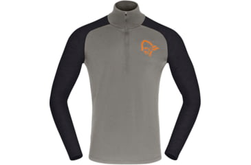 Image of Norrona PureUll Norrona Zip Neck Shirt - Mens, Castor Grey/Caviar Black Melange, 2XL, 5270-21 8704 XXL