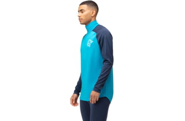 Image of Norrona PureUll Norrona Zip Neck Shirt - Mens, Hawaiian Surf/Indigo Night, Large, 5270-21 6609 L