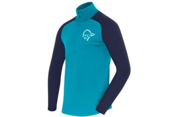 Image of Norrona PureUll Norrona Zip Neck Shirt - Mens, Hawaiian Surf/Indigo Night, Large, 5270-21 6609 L