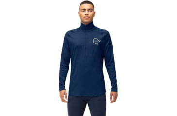 Image of Norrona PureUll Norrona Zip Neck Shirt - Mens, Indigo Night, Large, 5270-21 2295 L