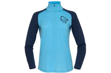 Image of Norrona PureUll Norrona Zip Neck Shirt - Womens, Aquarius/Indigo Night, Extra Large, 5271-21 2374 XL