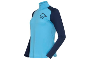 Image of Norrona PureUll Norrona Zip Neck Shirt - Womens, Aquarius/Indigo Night, Extra Large, 5271-21 2374 XL
