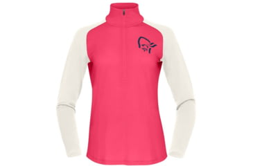 Image of Norrona PureUll Norrona Zip Neck Shirt - Womens, Honeysuckle/Snowdrop, Extra Small, 5271-21 5558 XS
