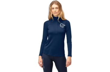 Image of Norrona PureUll Norrona Zip Neck Shirt - Womens, Indigo Night, Extra Large, 5271-21 2295 XL