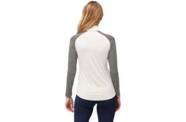 Image of Norrona PureUll Norrona Zip Neck Shirt - Womens, Snowdrop/Castor Grey, Medium, 5271-21 9942 M