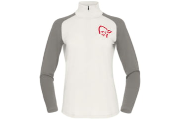 Image of Norrona PureUll Norrona Zip Neck Shirt - Womens, Snowdrop/Castor Grey, Medium, 5271-21 9942 M