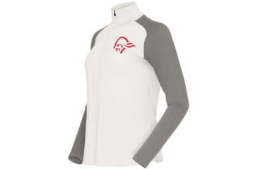 Image of Norrona PureUll Norrona Zip Neck Shirt - Womens, Snowdrop/Castor Grey, Medium, 5271-21 9942 M