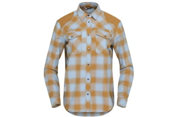 Image of Norrona Svalbard Flannel Shirt - Womens, Blue Fog/Camelflage, Extra Small, 2401-23 6637 XS