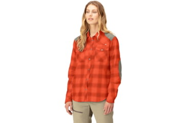 Image of Norrona Svalbard Flannel Shirt - Womens, Orange Alert/Rooibos Tea, Large, 2401-23 5656 L