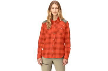 Image of Norrona Svalbard Flannel Shirt - Womens, Orange Alert/Rooibos Tea, Large, 2401-23 5656 L