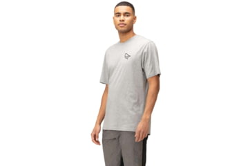 Image of Norrona Vikinghead Embroidery T-Shirt - Mens, Grey Melange, Small, 3416-22 8870 S
