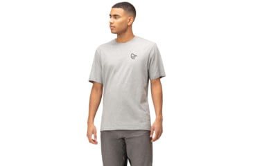 Image of Norrona Vikinghead Embroidery T-Shirt - Mens, Grey Melange, Small, 3416-22 8870 S